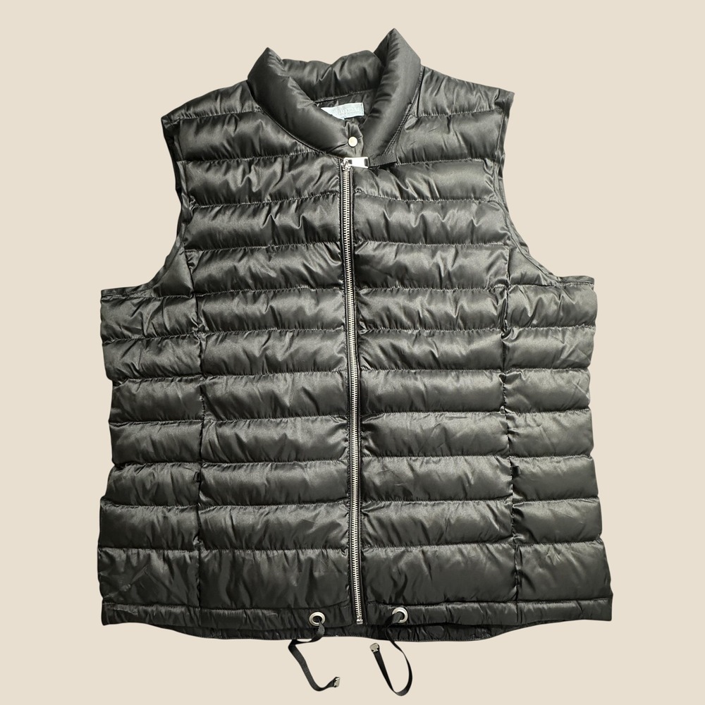 Antonio Melani Vest Womens XL Puffer Black Quilted Full Zip Mock Neck Mock Neck